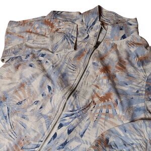 Chico's Weekends‎ Women's Large Jacket Tropical Full Zip Stretch 3/4 Sleeve